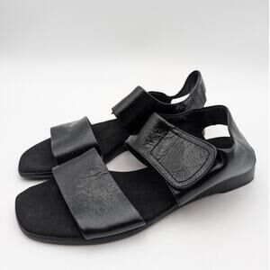 Munro Nissa Ankle Strap Sandal Women's Black Calf Leather Size US10M EU41
